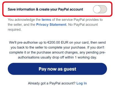 Paying by credit card without creating PayPal account