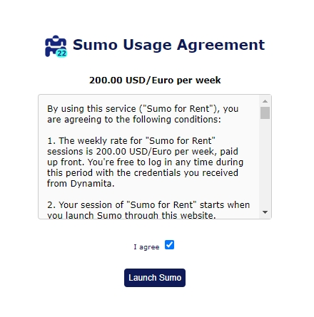 Usage agreement of Sumo for Rent